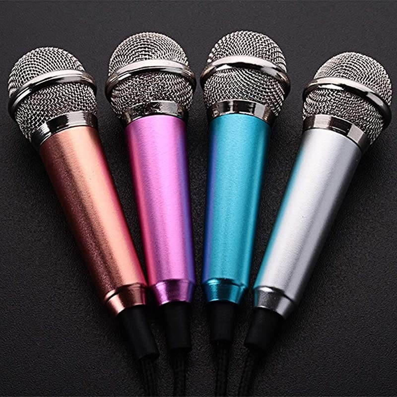 Mini Microphone Portable VocalInstrument Microphone for Mobile Phone Laptop Notebook Apple iPhone Samsung Android with Holder ClipSilver