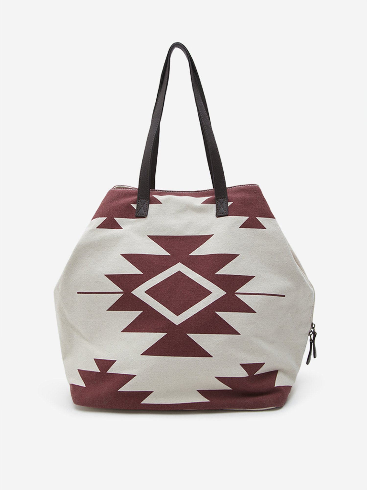Westside Beige & Maroon Geometric Shoulder Bag
