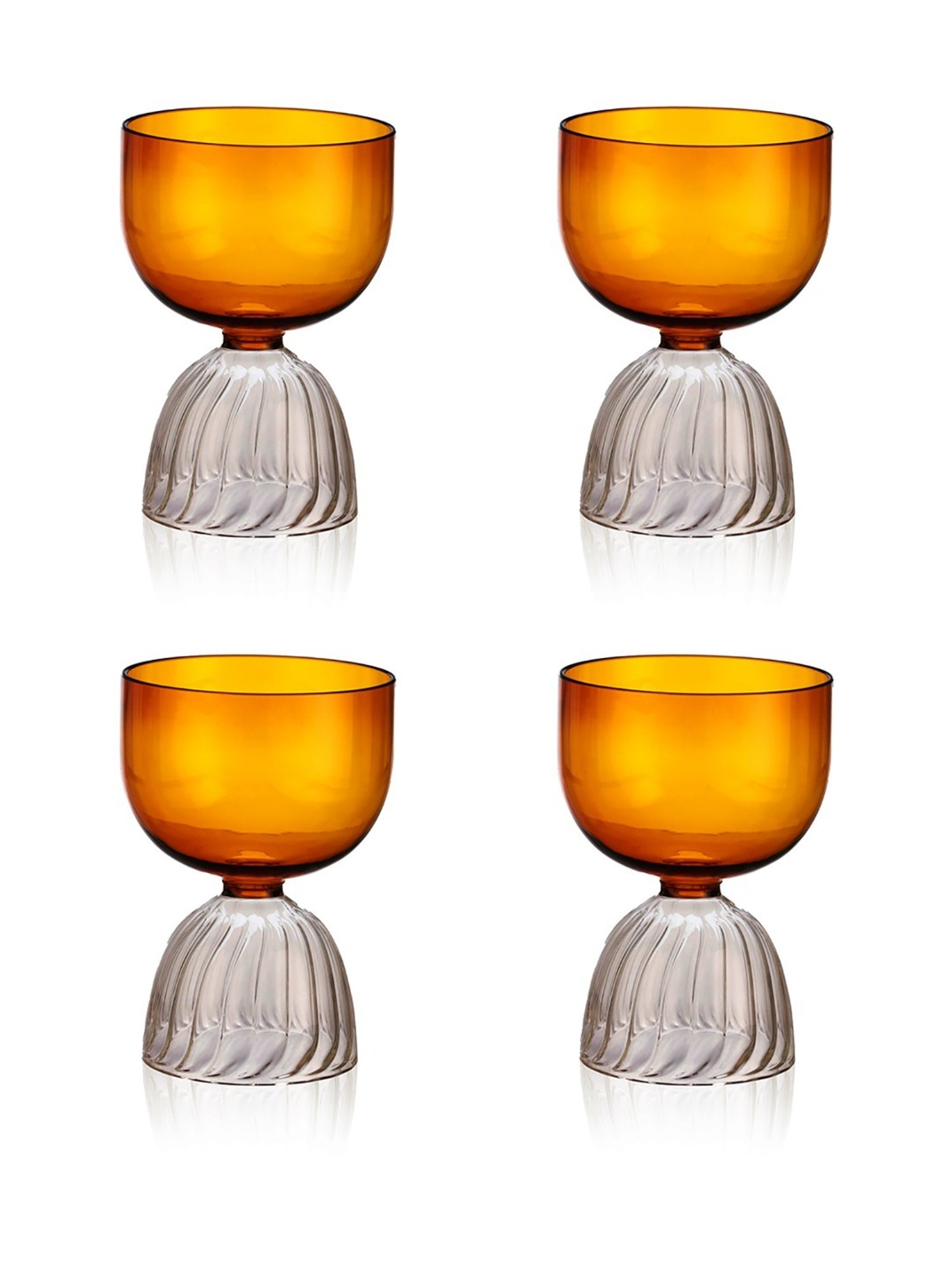 Trovea's Premium Inner Ribbed Transparent Glass Cocktail Glass - Set of 4