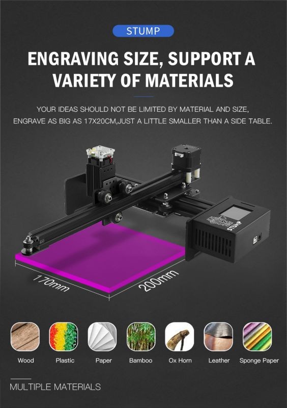 STUMP laser engraving machine - 2.5W - single arm - 2.8-inch color touch screen - support offline SD card/online