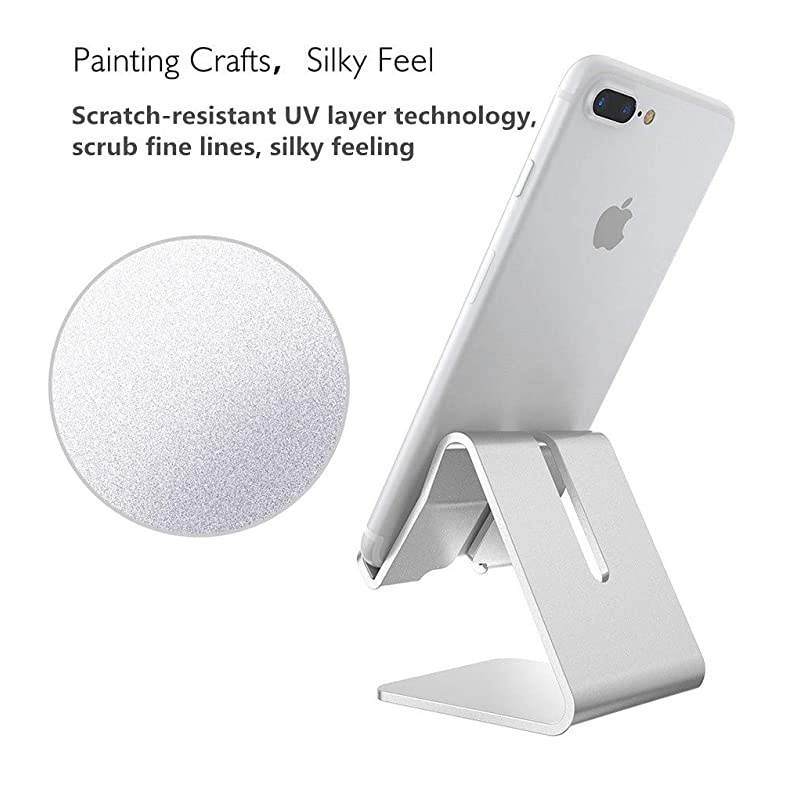 Cell Phone Stand Universal Portable Aluminum Desktop Charger Mount Holder Metal Charging Dock Cradle for Nintendo Switch iPhone Samsung Android Smartphones and Tablets Silver