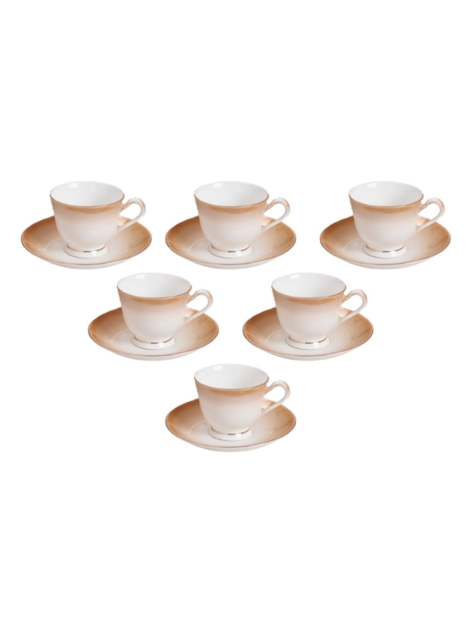 JCPL Fine Printed Grey Ceramic Cup & Saucer 180 ml - Set of 12