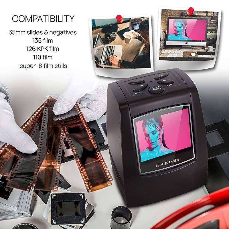 Film Scanner and Slide Digitizer All in 1 22MP Slide Digital Film Slide Scanner Image Converter Compatible w Super8 Film 126 KPK Film Converts 35mm Slides and Negatives  PSCNPHO32