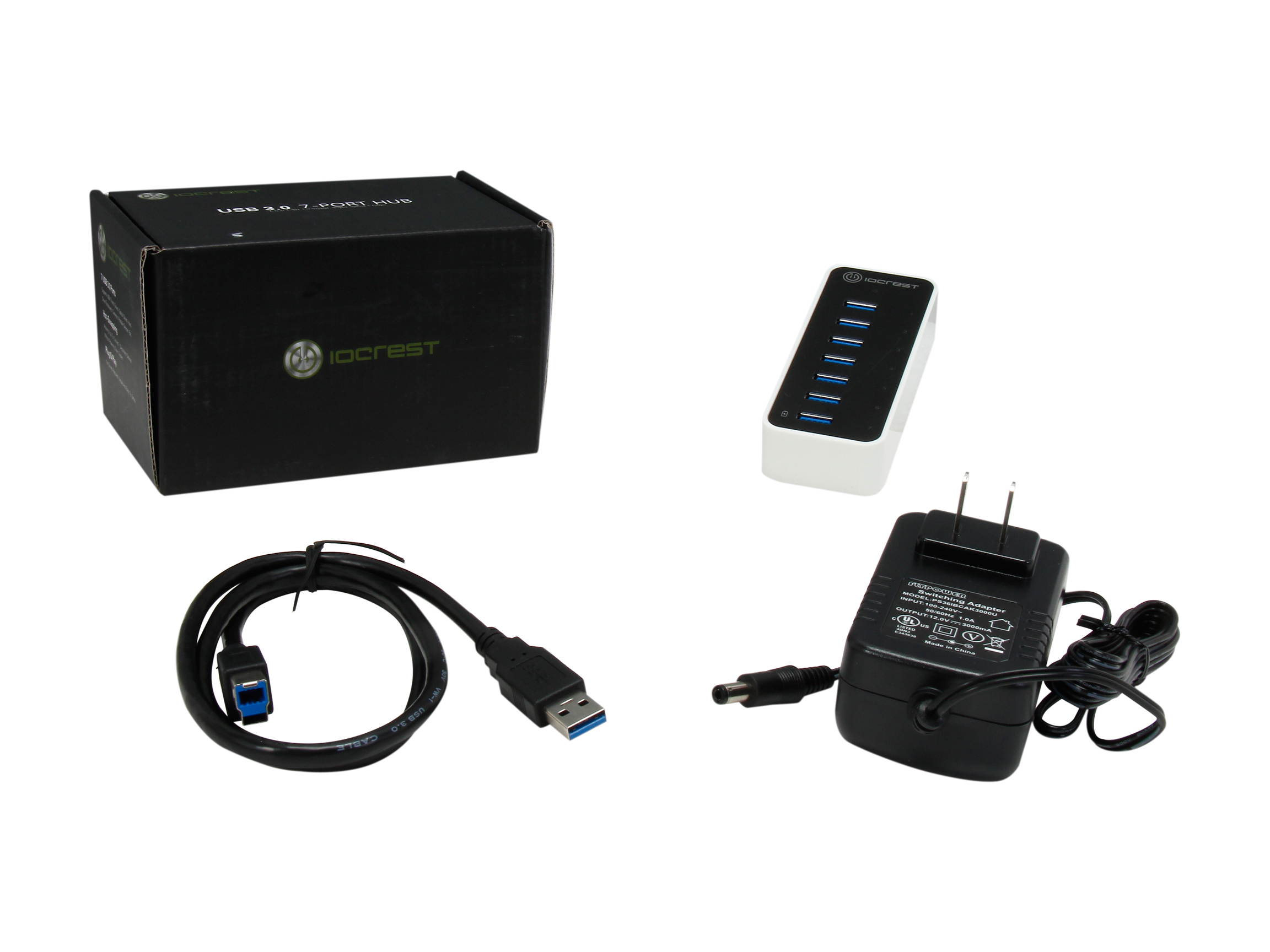 SYBA SY-HUB20152 Super Speed IO Crest 7-Port USB 3.0 Hub with AC Power Adapter