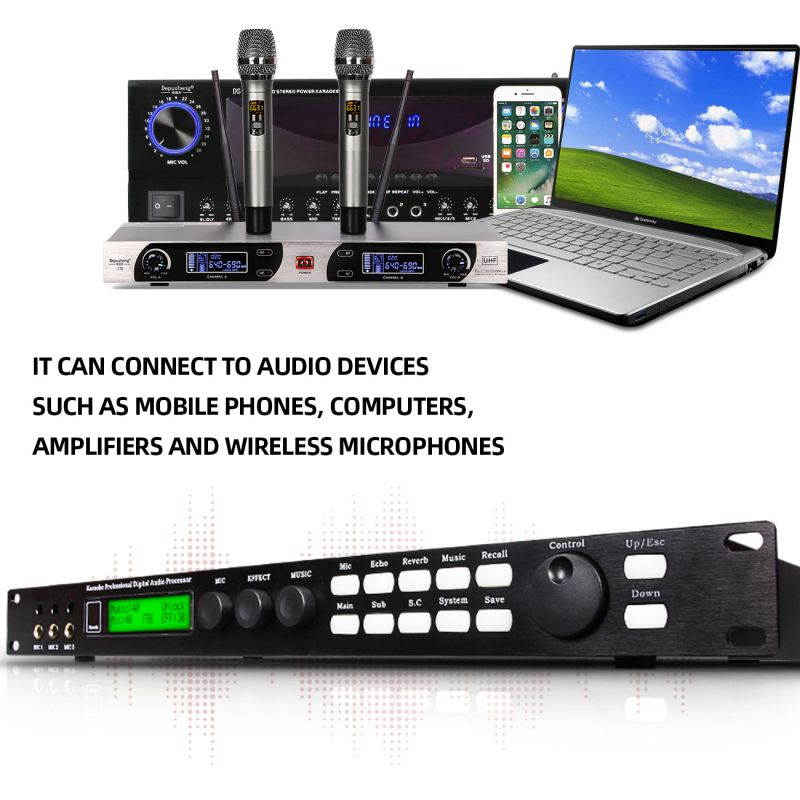 Depusheng X5 Karaoke Professional Digital Audio Processor Can Set via a PC Interface Prevent Howling