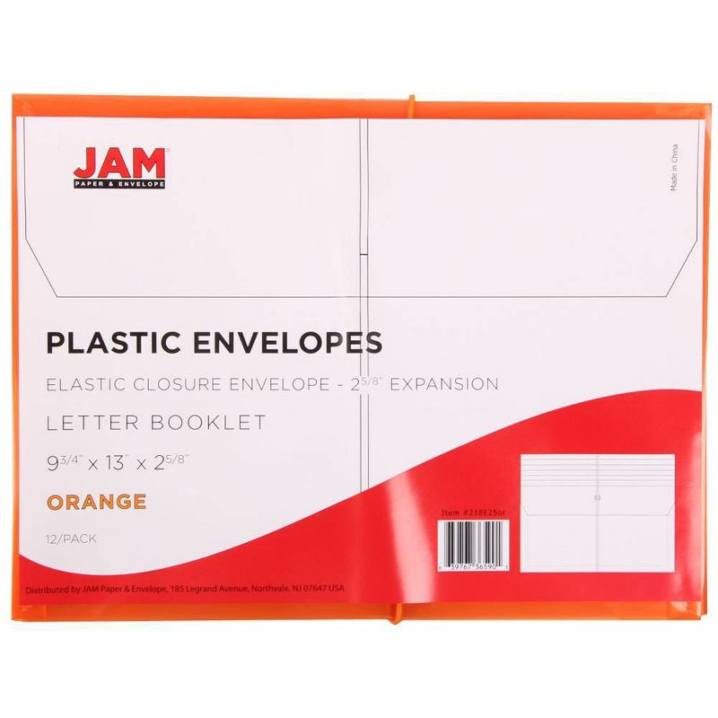 JAM Paper 8 5/8'' x 11 1/2'' 6pk Plastic 3 Hole Punch Binder Envelopes, Hook & Loop Closure, 1" Expansion - Multicolor