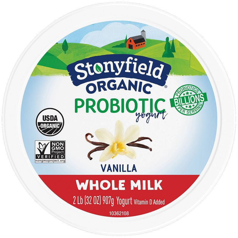 Stonyfield Organic Smooth & Creamy Whole Milk French Vanilla Greek Yogurt - 32oz