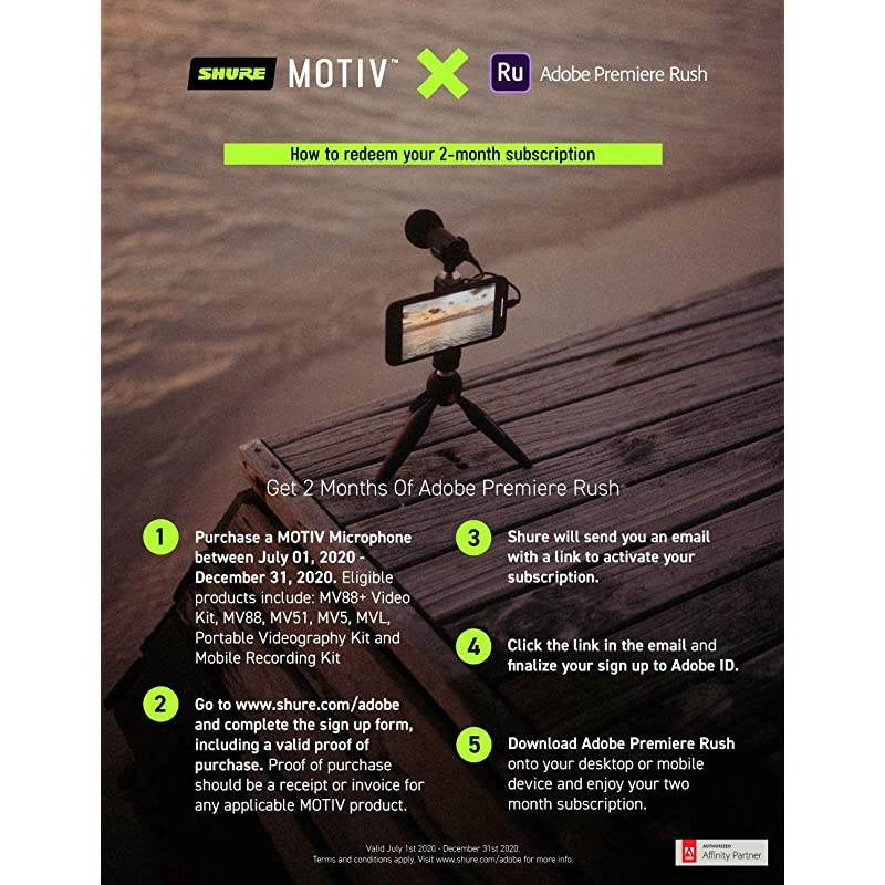 MV5 Digital Condenser Microphone (Black) + USB & Lightning Cable