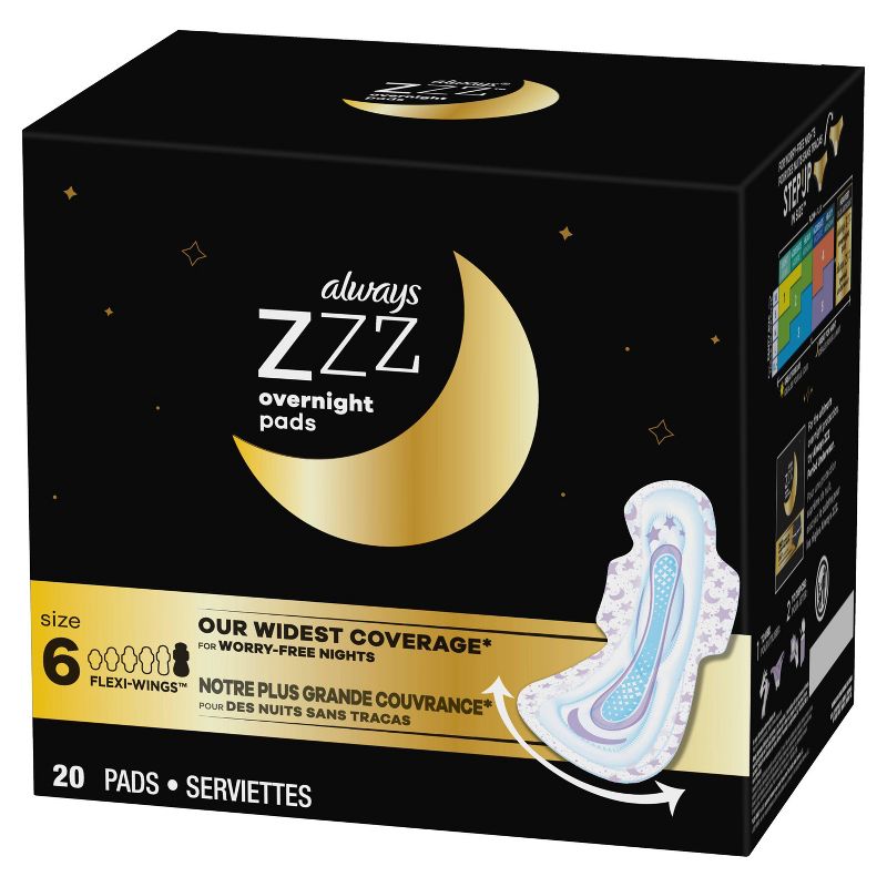 Always ZZZ Overnight Pads with Wings - Size 6 - 20ct