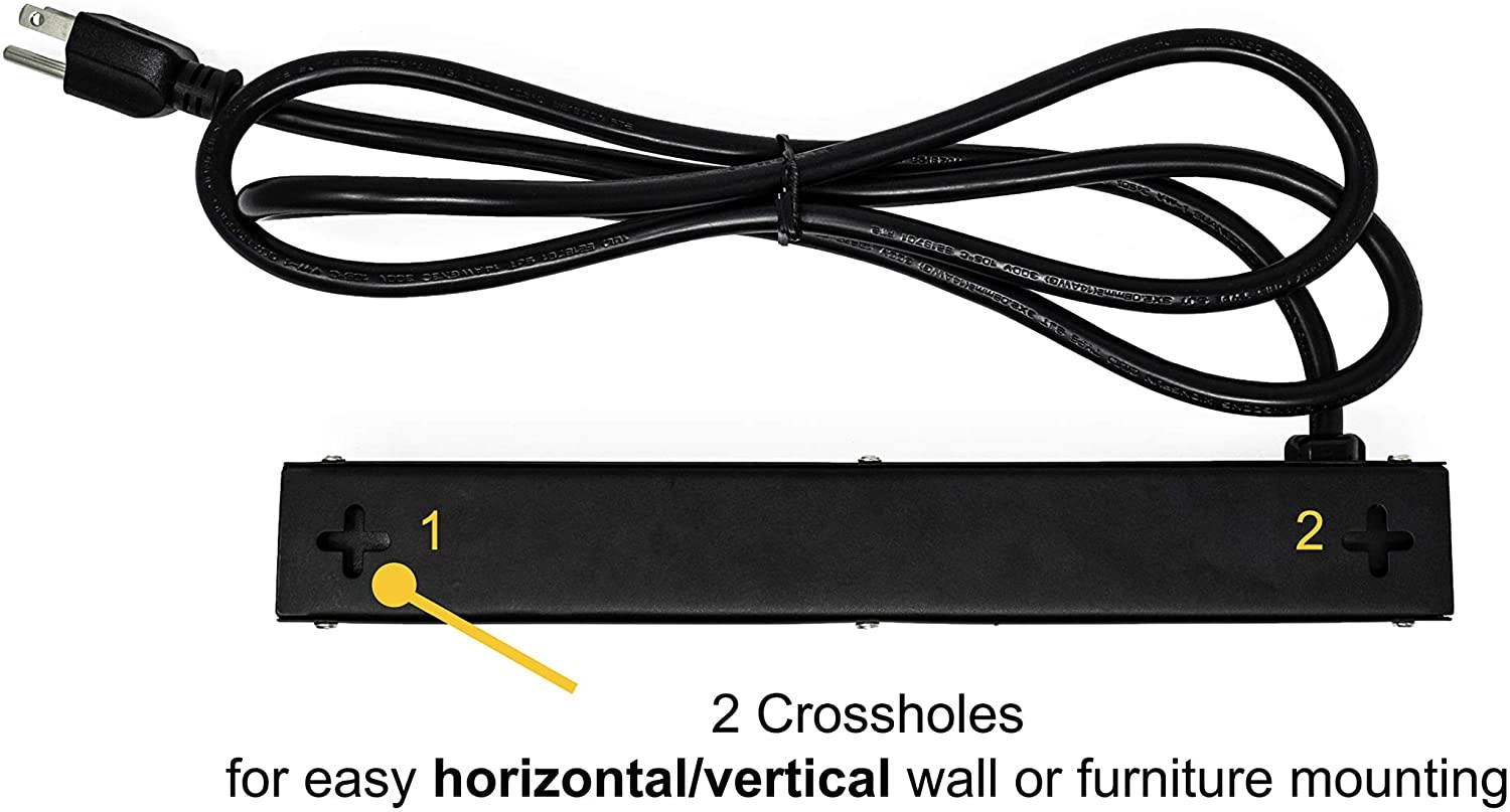 Opentron OT1046 Heavy Duty Metal Power Strip Surge Protector with Mounting Parts 4 Outlets 6 Feet Power Cord