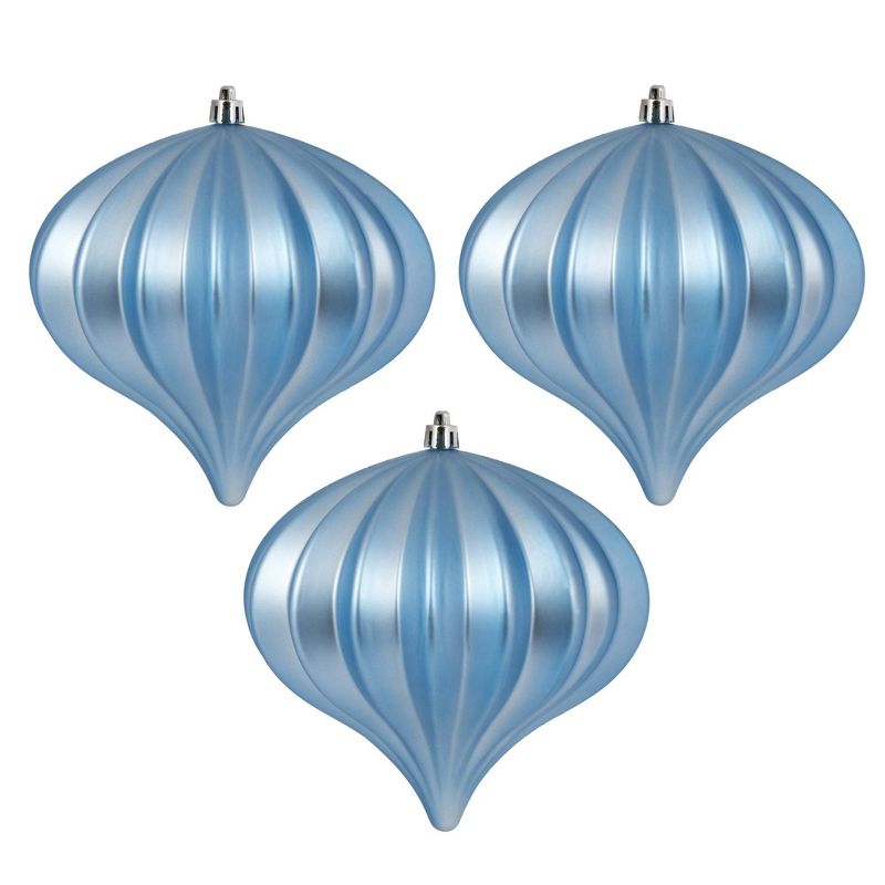 3ct Vickerman 5.7" Matte Onion Ornament, UV Coated Ornament Set Periwinkle