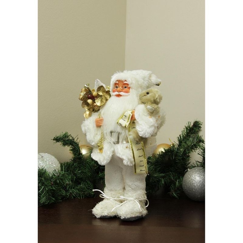 Kaemingk 12" White and Gold Nordic Santa Claus Christmas Tabletop Figurine