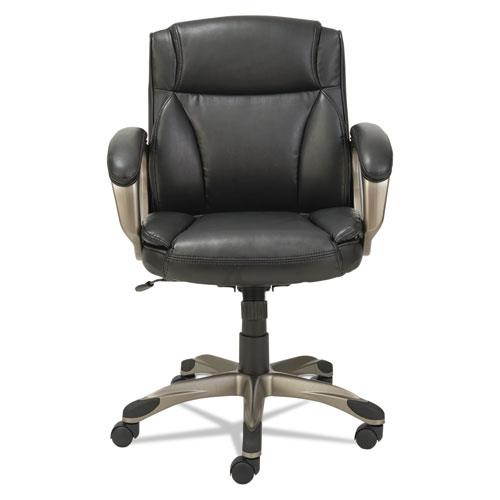 Alera Veon Series Low-Back Leather Task Chair W/coil Spring Cushioning, Black