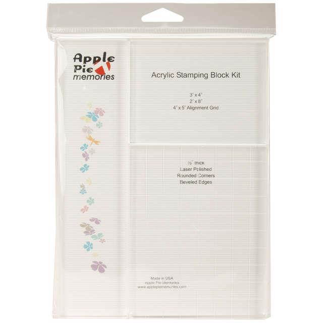 Apple Pie Memories Acrylic Stamp Block Set 3/Pkg-.5" Thick, 4"X5" w/Grid, 3"X4", 2"X8"