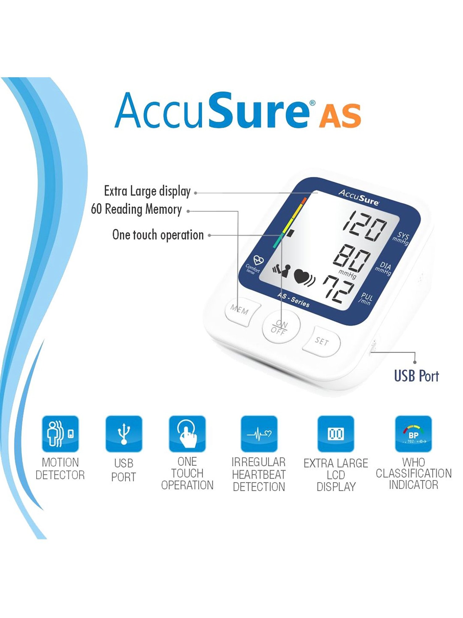 AccuSure AS Automatic Blood Pressure Monitor (White)