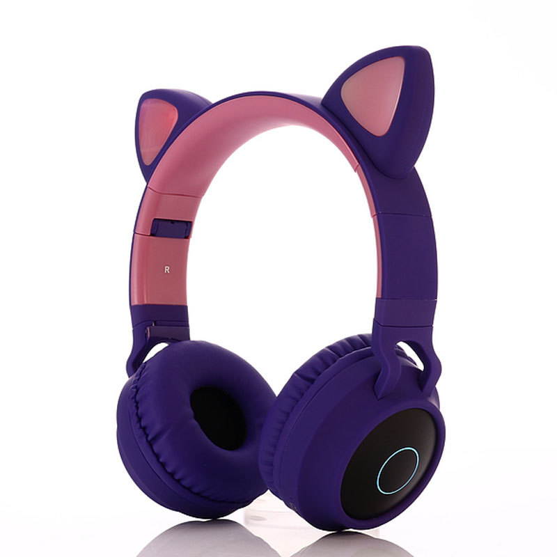 Cat Ear LED Bluetooth Headphone Bluetooth 5.0 Kids Headphones Glowing Light Handsfree Headset Gaming Earphones for PC