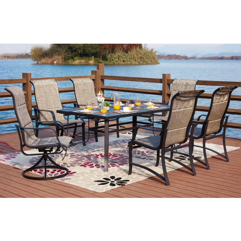 7pc Steel Patio Dining Sets Cream - Lokatse