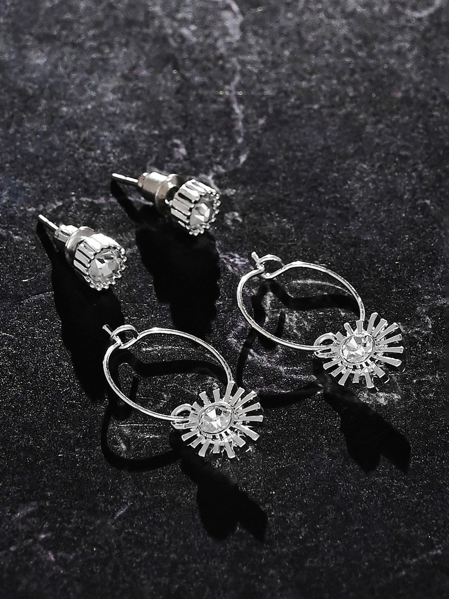 Accessorize London Starburst Hoop & Stud Earrings - Set of 2