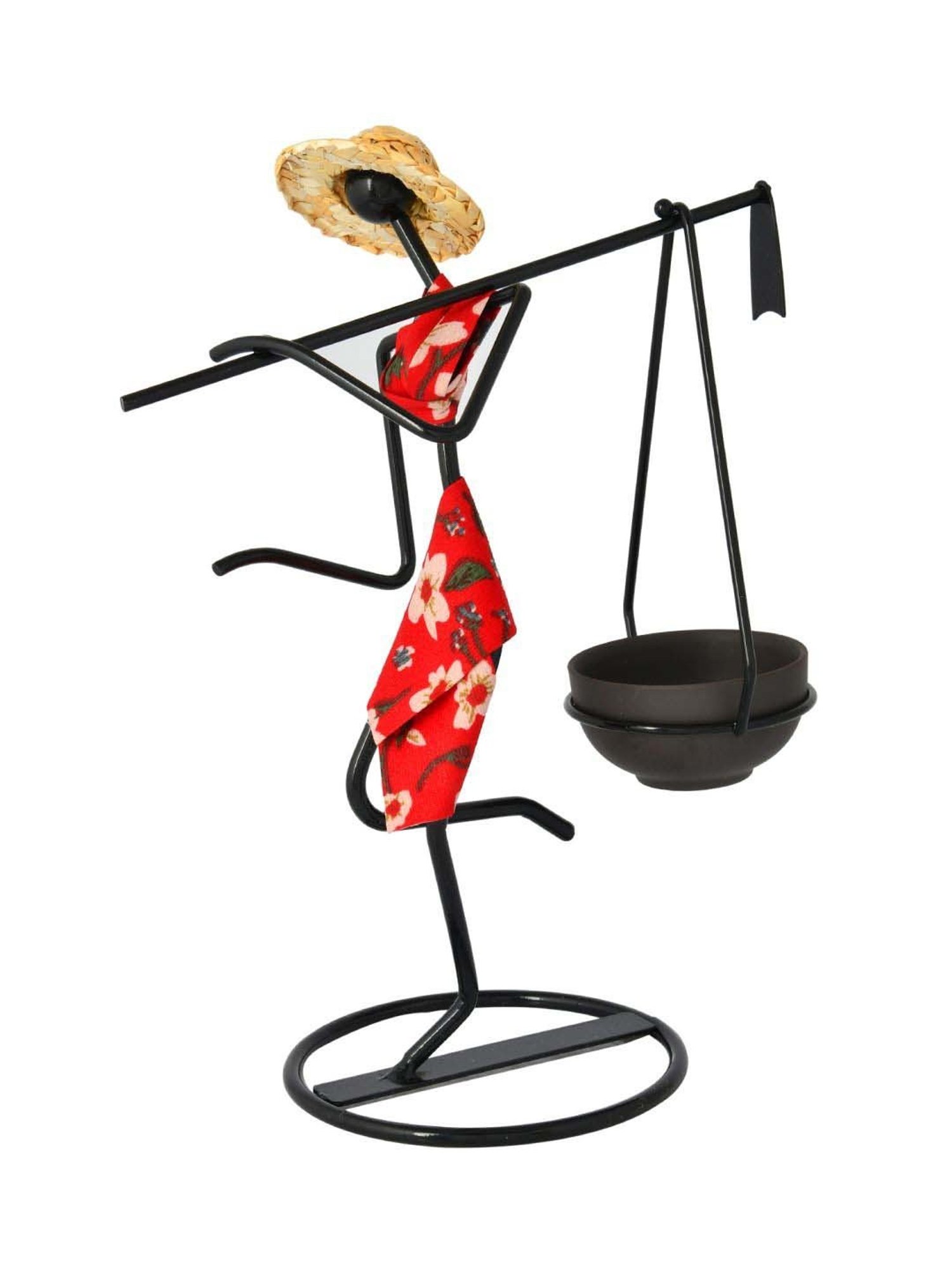 Tayhaa Black & Red Iron Metal Lady Elegant Candle Holder