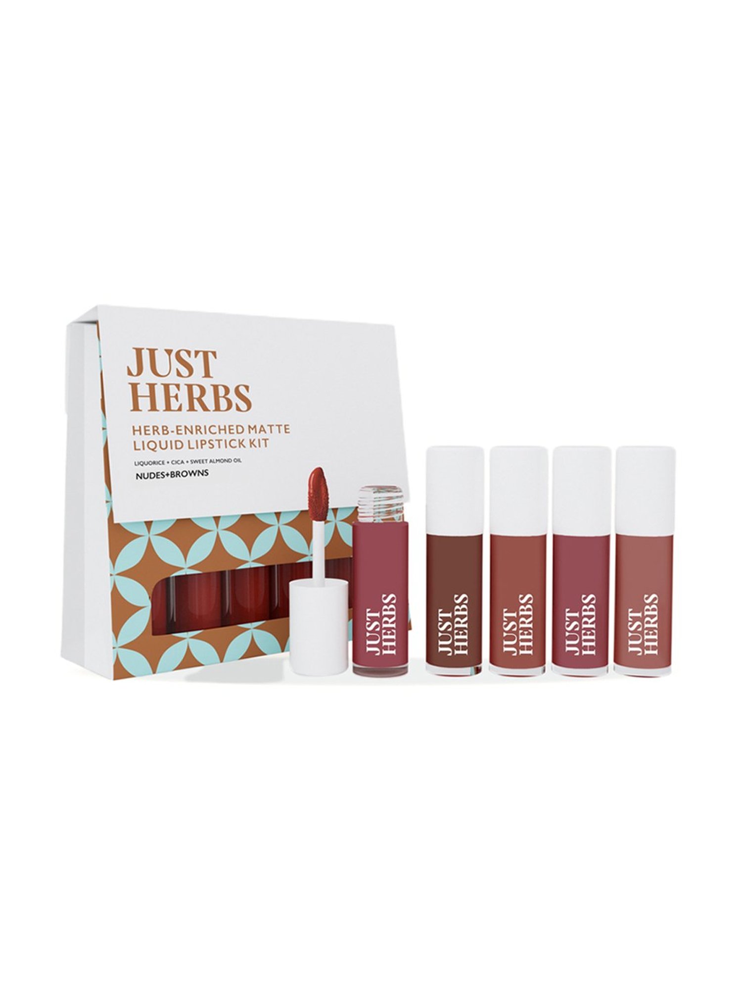 JUST HERBS Herb-Enriched Matte Liquid Lipstick Kit - Nudes + Browns
