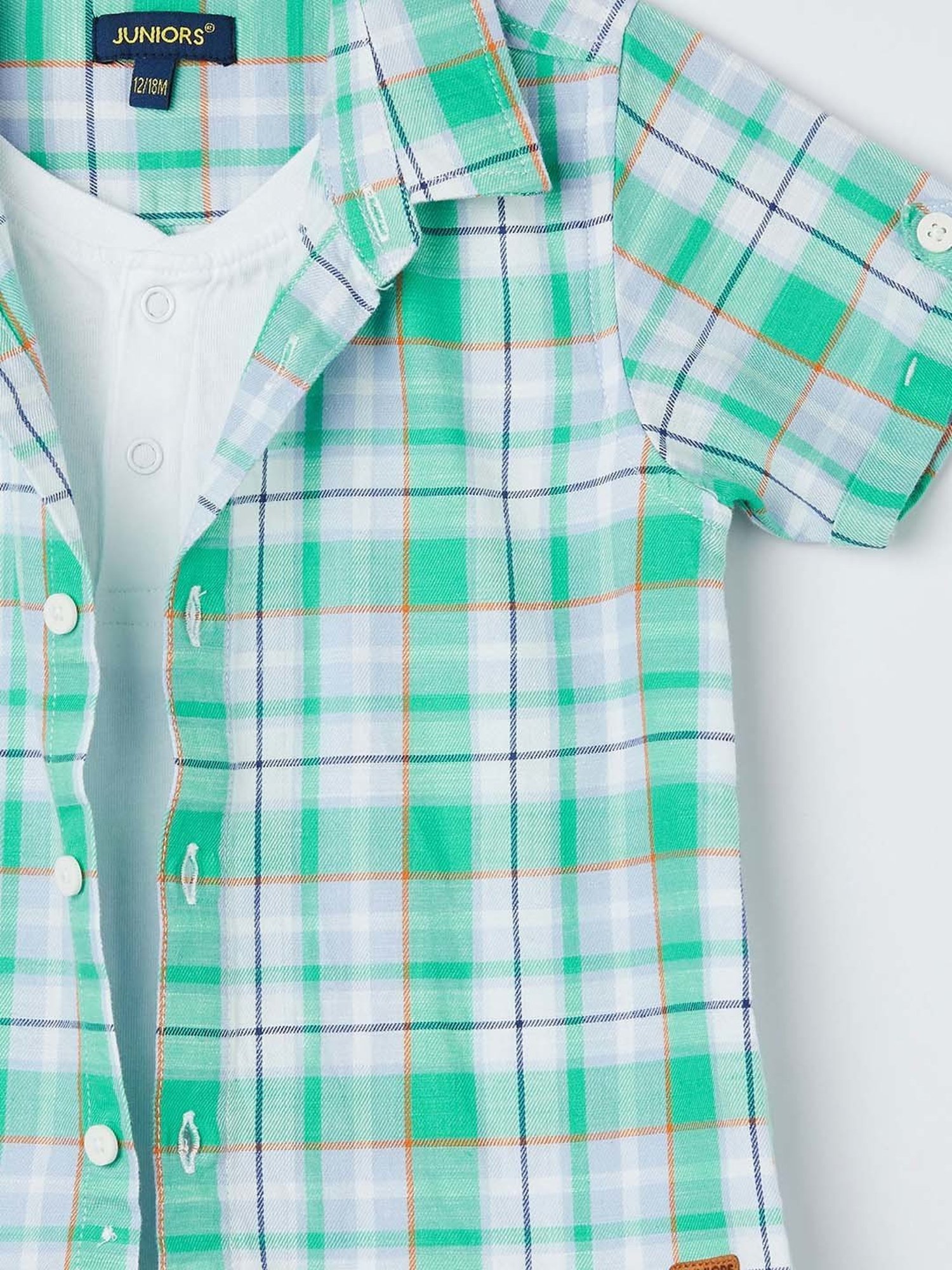 Juniors by Lifestyle Kids Blue & White Cotton Chequered Shirt