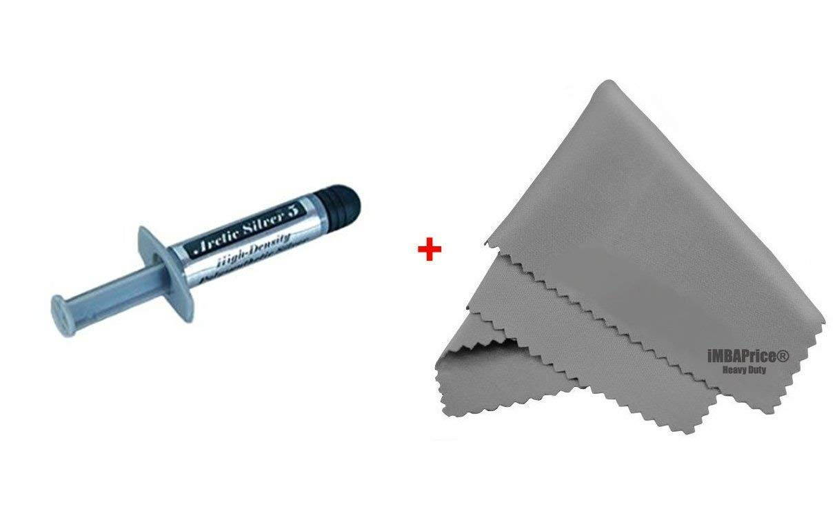 Arctic Silver 5 High-Density Polysynthetic Silver Thermal Compound, 3.5 Grams + Free Microfiber (7" X 6") Cleaning Cloth