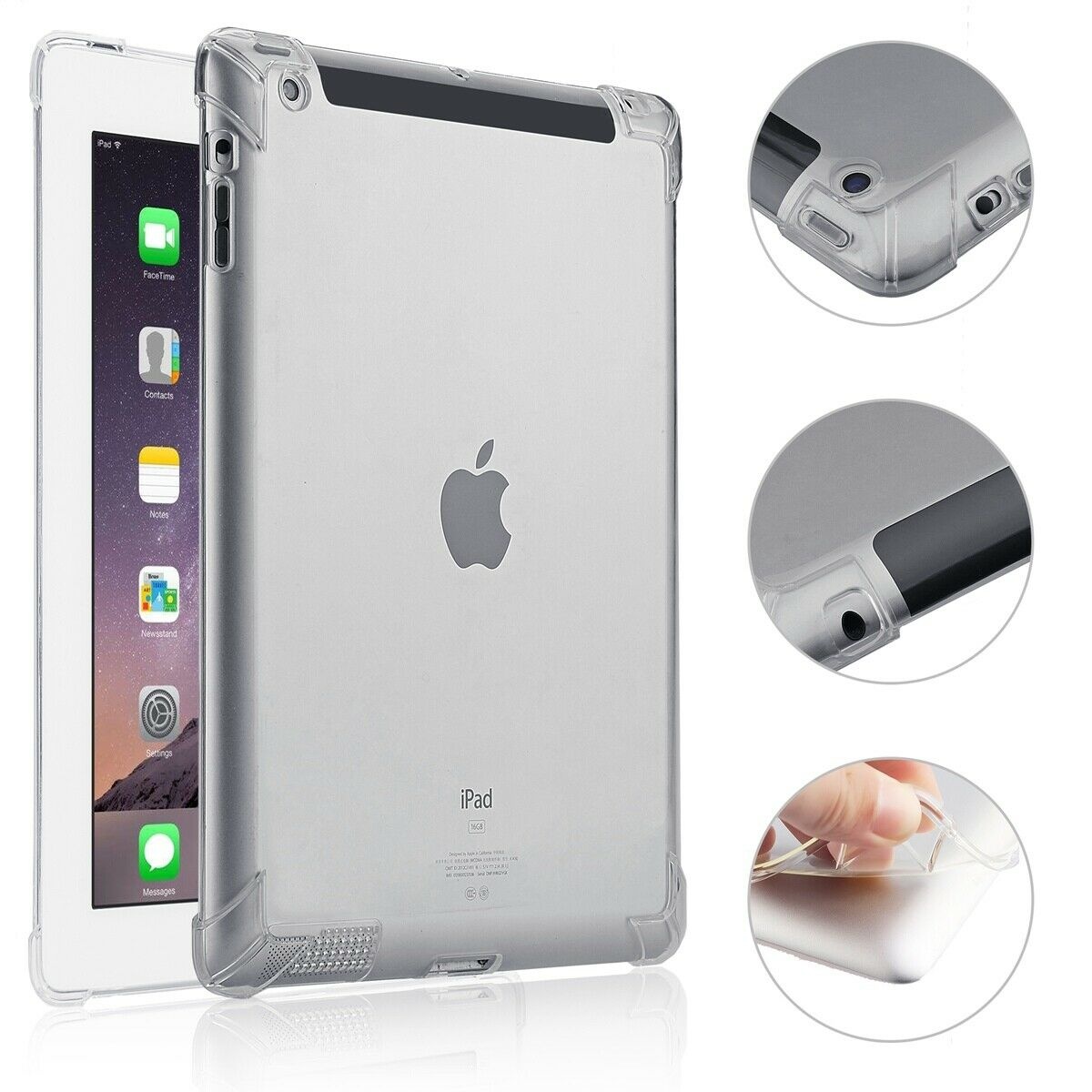 For Apple iPad Pro 11inch TPU (2018) Clear Soft Case Back Skin + 3x Screen Cover