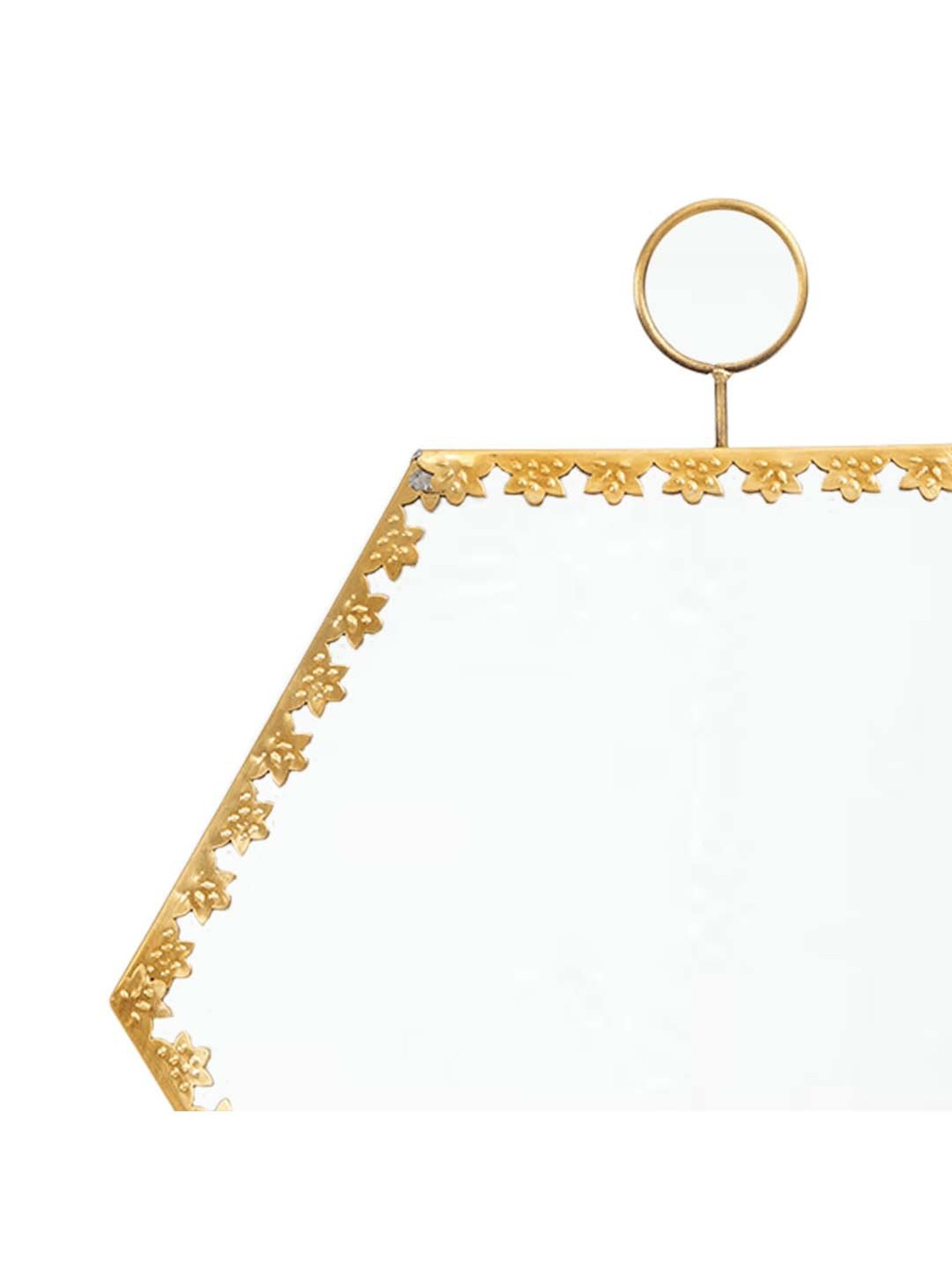 Home4U Golden & Transparent Glass 20 cm Wall Mirror - Set of 1