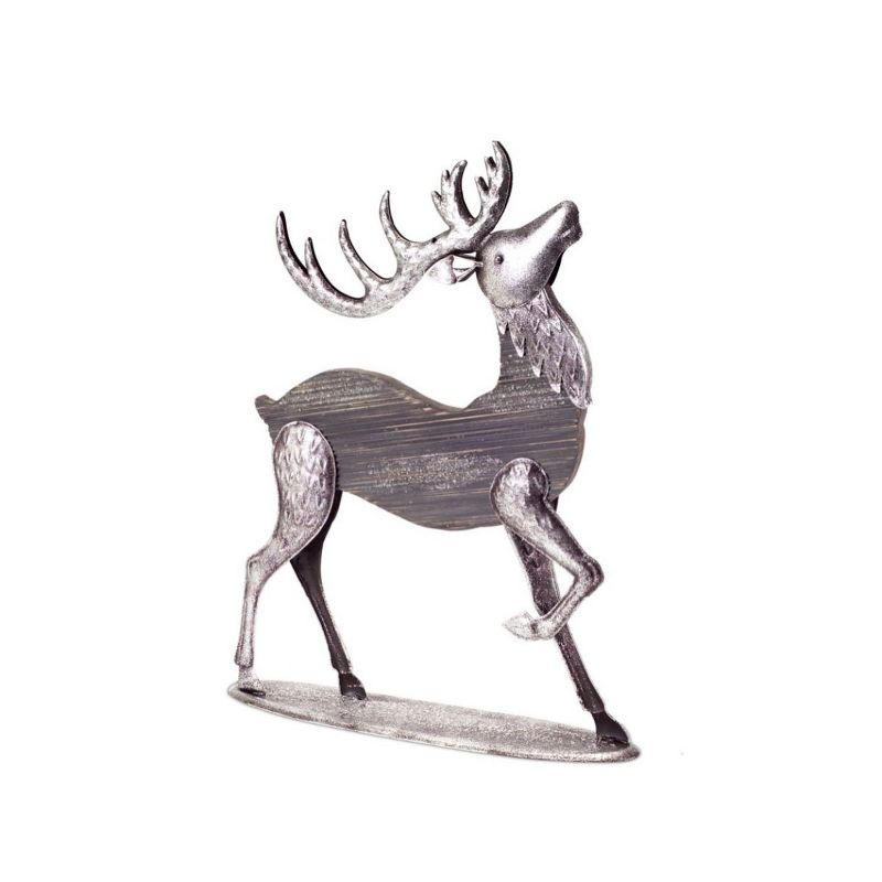 Melrose 19" Gray and Silver Buck Reindeer Christmas Tabletop Figurine