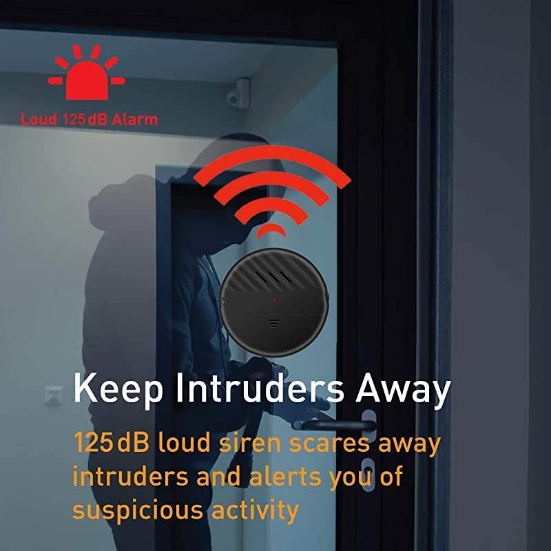 Alarm 125dB Loud UltraSlim AntiTheft Alarm for Door and Glass Break Vibration Sensor Alert with Adjustable Sensitivity 5 PCS
