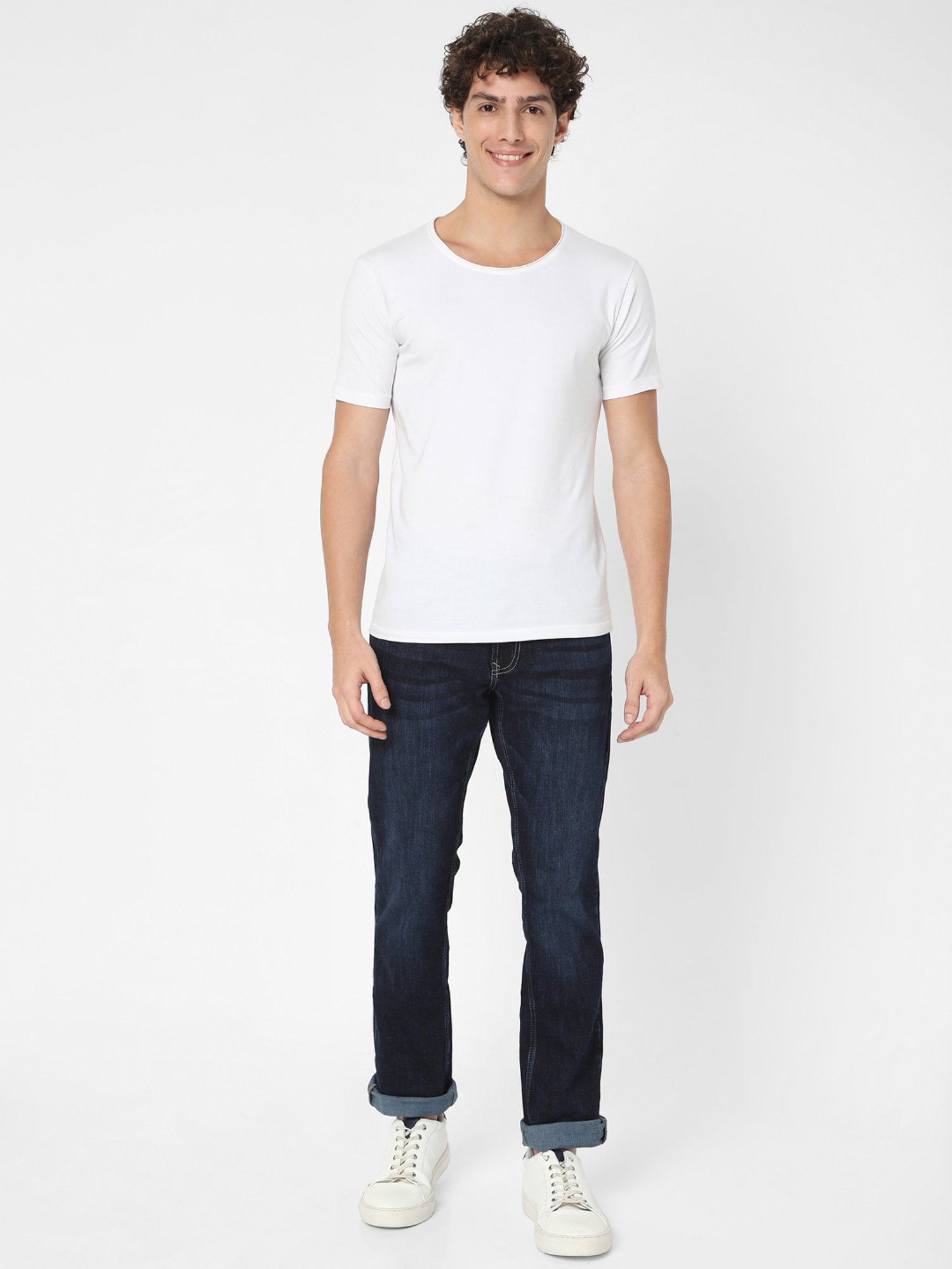 Spykar Dark Blue Lightly Washed Jeans