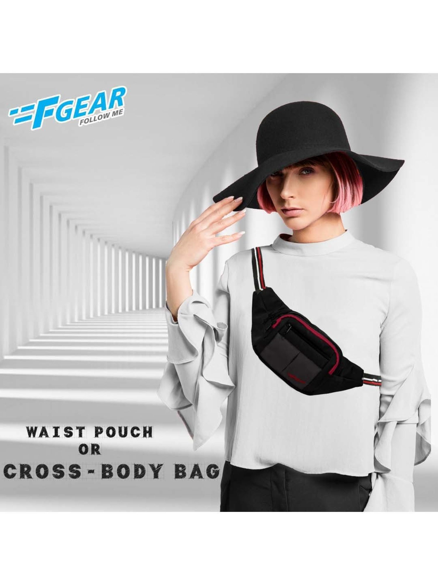 F Gear Black Solid Waist Pouch