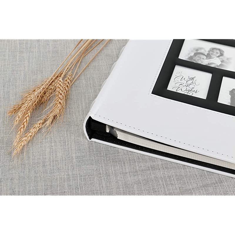Photo Picutre Album 4x6 500 Photos, Extra Large Capacity Leather Cover Wedding Family Photo Albums Holds 500 Horizontal and Vertical 4x6 Photos with Black Pages (White)