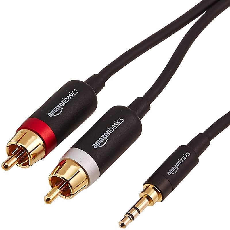 Basics 35mm to 2Male RCA Adapter Audio Stereo Cable 8 Feet
