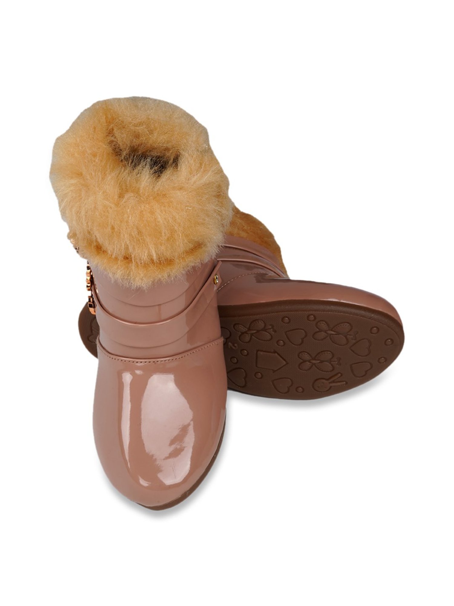 Tiny Bugs Girls Off White & Pink Party Wear Slip Ons