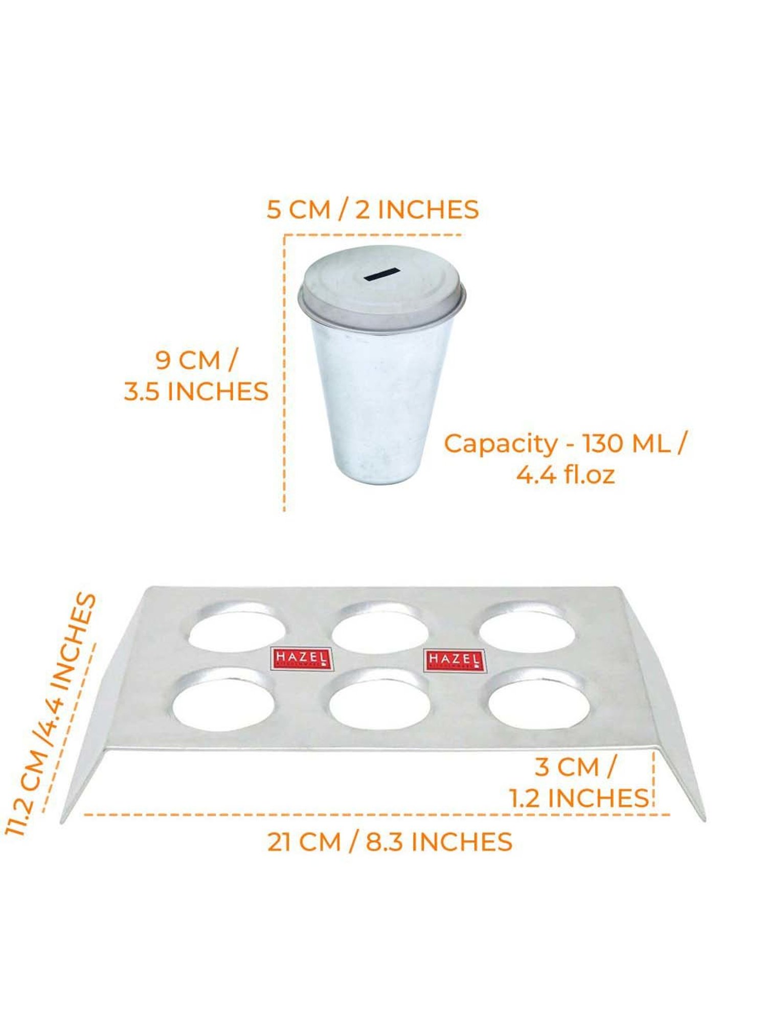 HAZEL Silver Aluminium Cylindrical Reusable Ice Cream Maker Popsicle Moulds (0.13 L) - Set of 12