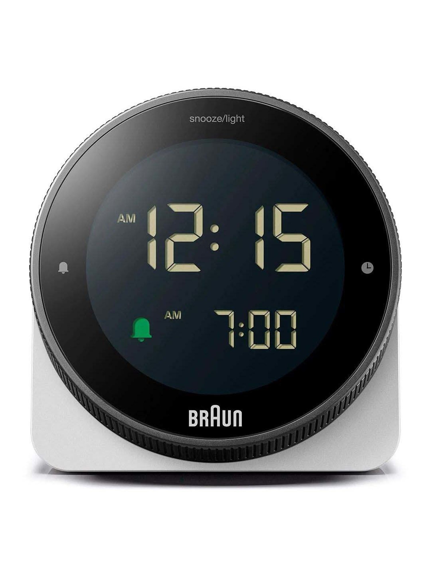 Braun White Digital Alarm Clock With Snooze & Negative LCD Display