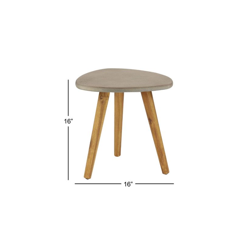 Small Mid-Century Wood Outdoor Accent Table - Gray - Olivia & May