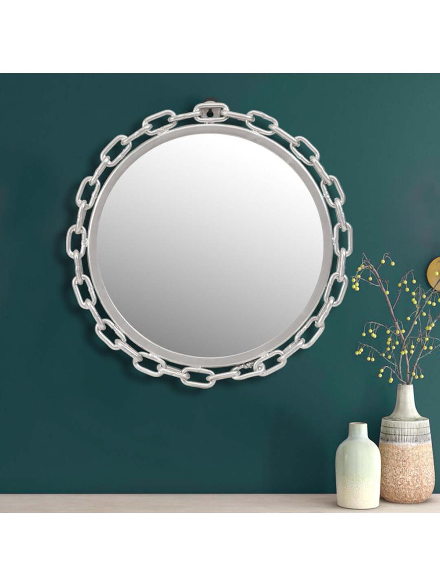 Home4U Silver & Brown Metal Mirror - Set of 1