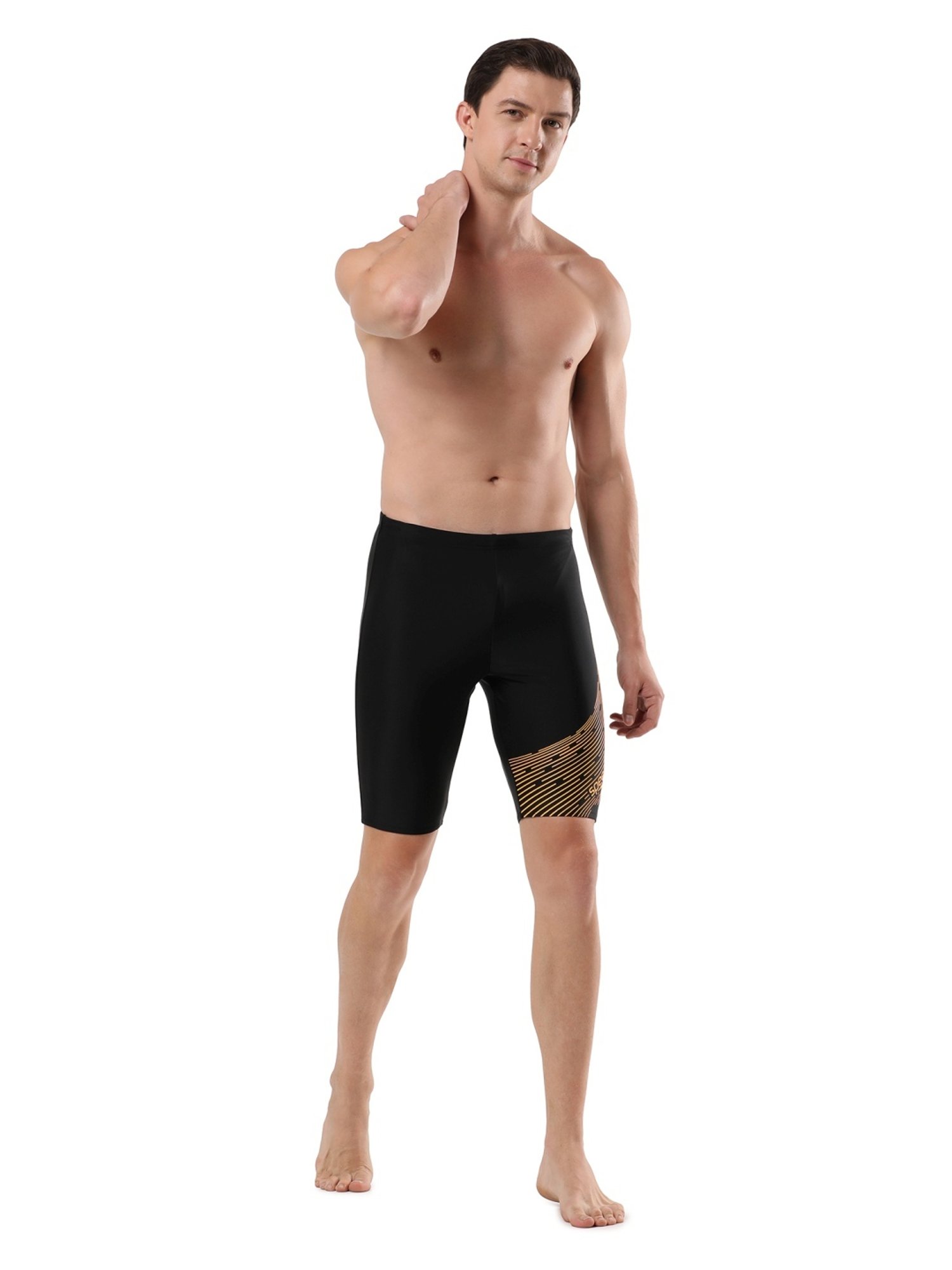 Speedo Black Regular Fit Printed Sports Shorts