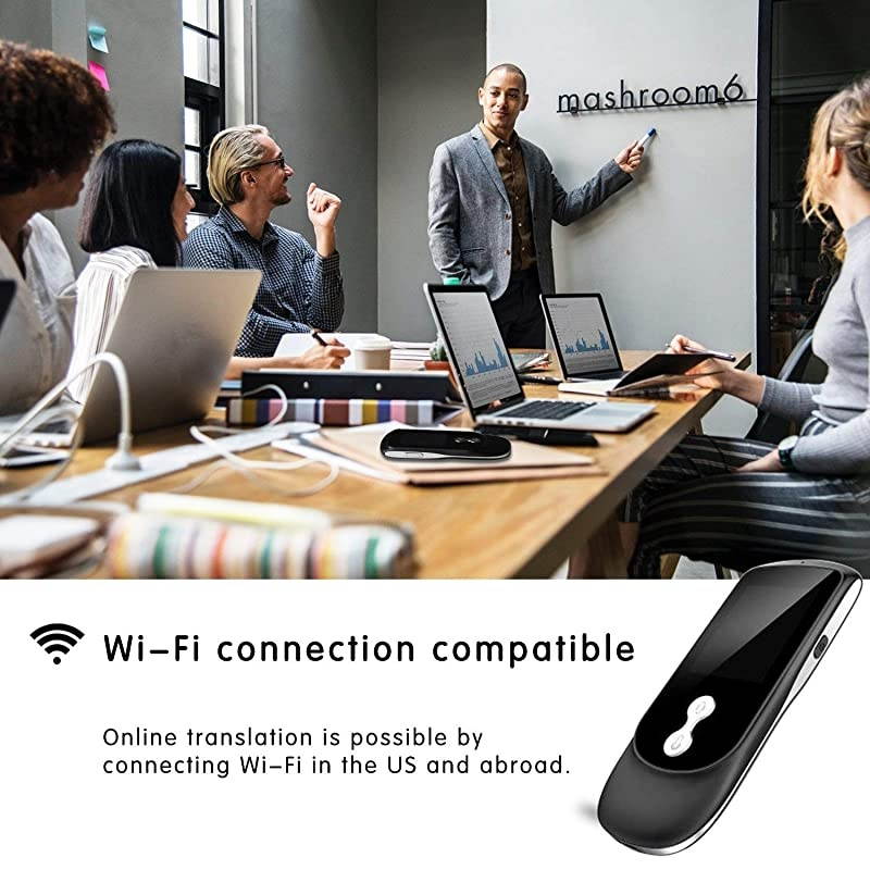 Voice Translator Device with 2.4 Inch IPS Touch Screen 4G WiFi Two Way Real Time Instant Language Translator Support 26 Languages for Learning Travel Shopping Business Black