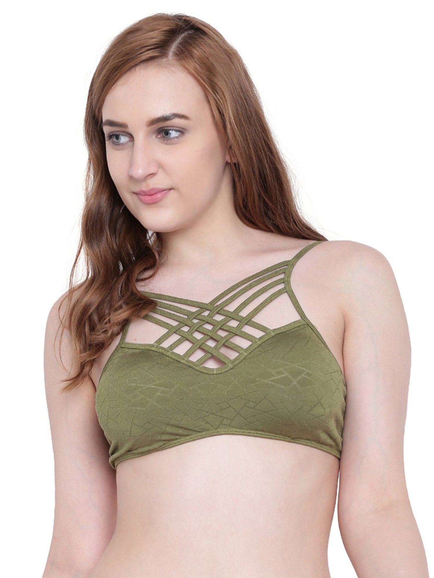 La Intimo Green Non Wired Padded Minimizer Bra
