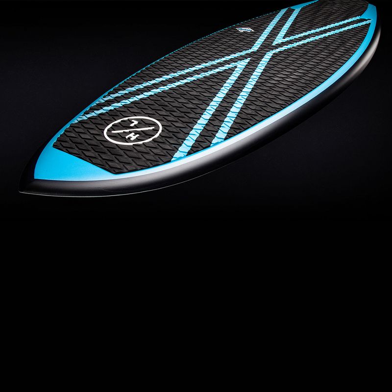 Hyperlite Shim 5.3 Wakesurfer Board with Layered Glass Deck, Pin Tail, and Skim & Surf Combination Style for Water Wake Surfing Surfboard Riders, Blue