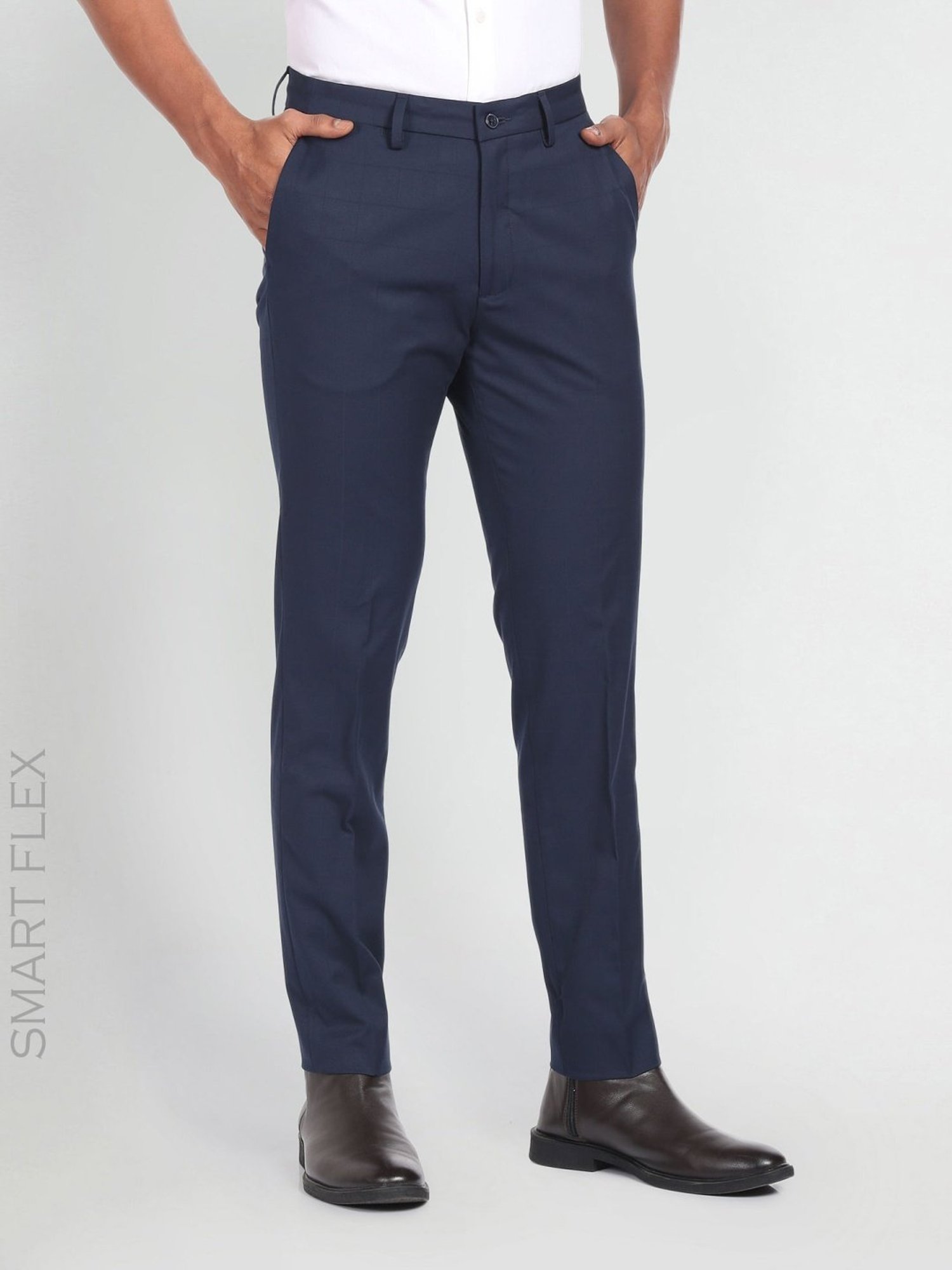Arrow Newyork Blue Slim Fit Checks Trousers