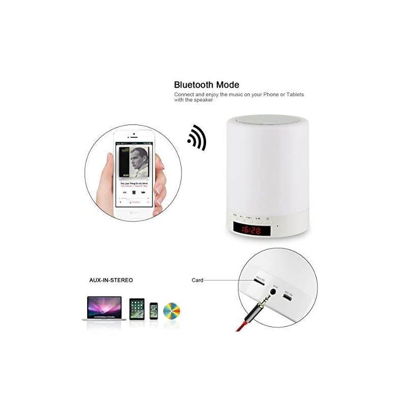 Night Light Bluetooth Speaker  Portable Wireless Bluetooth Speaker with 7 Color LED Light Warm Night Light and Alarm