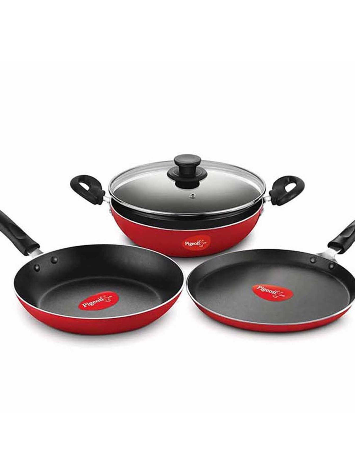 Pigeon Red & Silver Aluminium Non-Stick Cookware Set