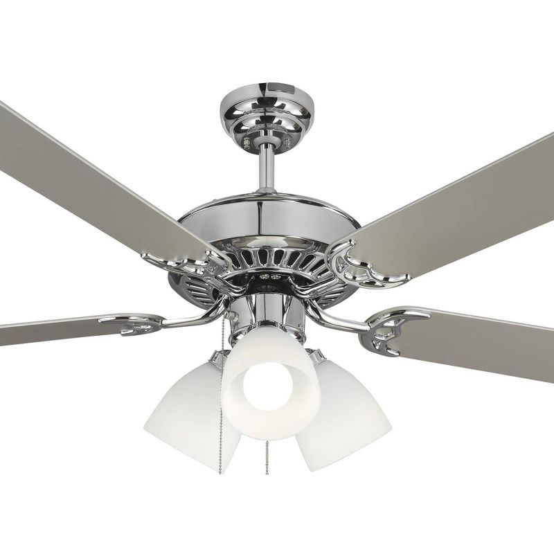 52" Monte Carlo Haven LED 3 Chrome 3-Light Pull Chain Ceiling Fan