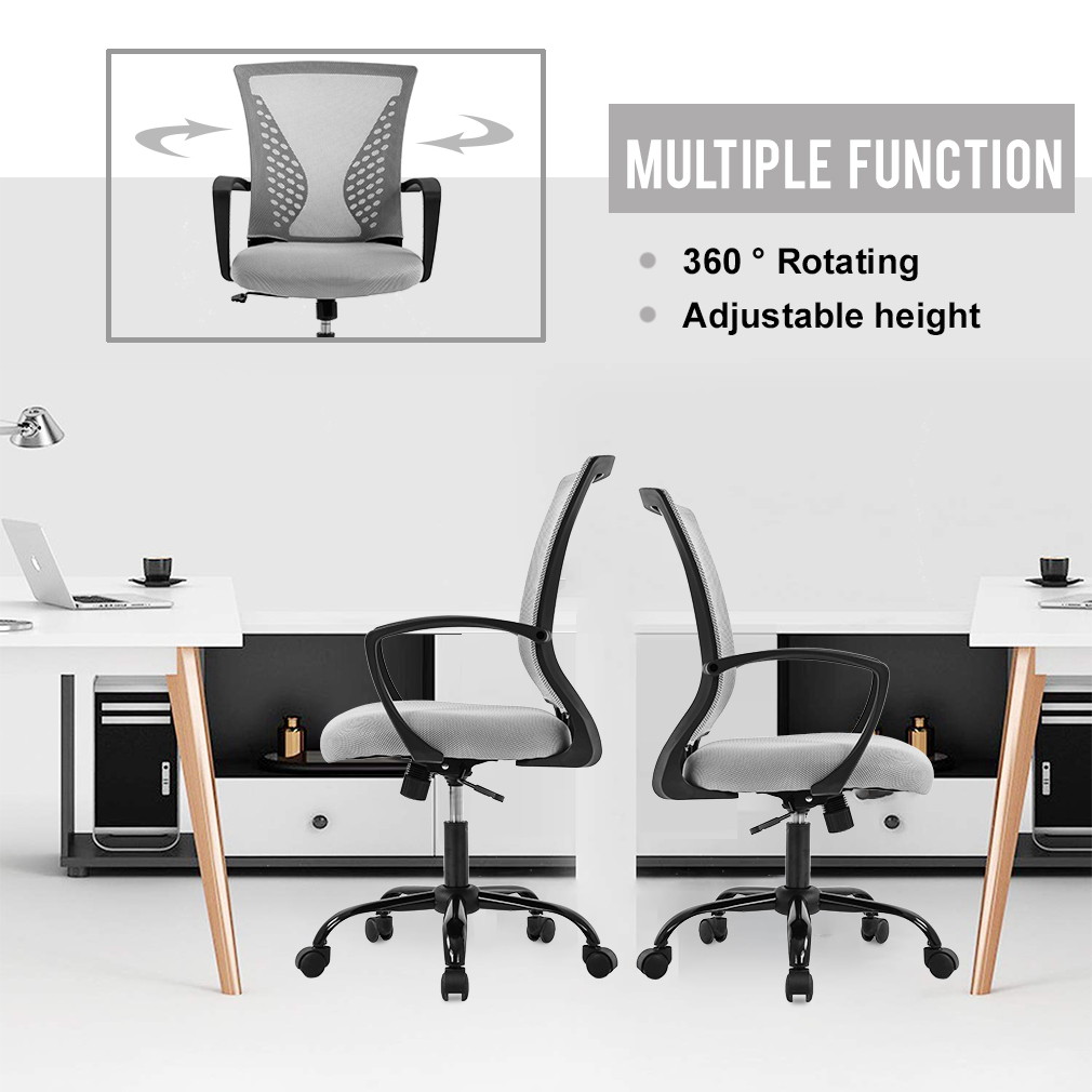 Office Chair Ergonomic Desk Chair Mesh Computer Chair with Lumbar Support Armrest Mid Back Rolling Swivel Task Adjustable Chair for Women Adults, Grey
