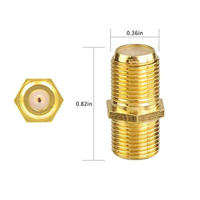 VCE 5-Pack Gold Plated F-Type Coaxial RG6 Connector,Cable Extension Adapter