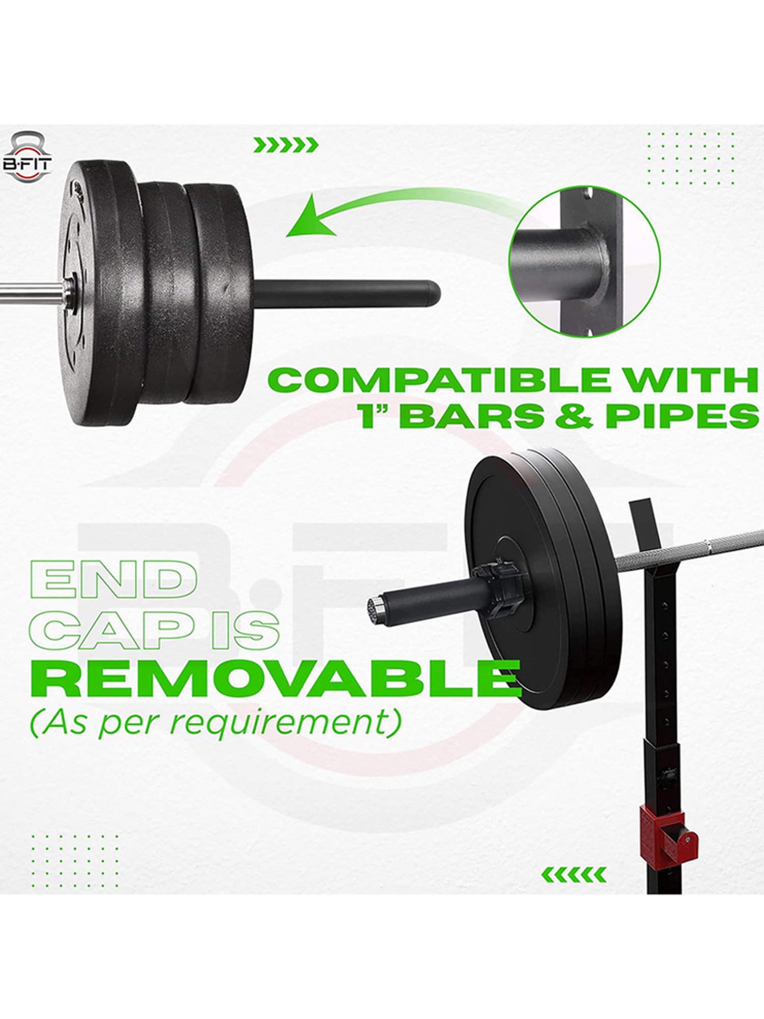 B Fit 2 Piece Nylon Adapter Sleeve 8", Convert 1" Bars or Posts to 2" Olympic Bars (Black)